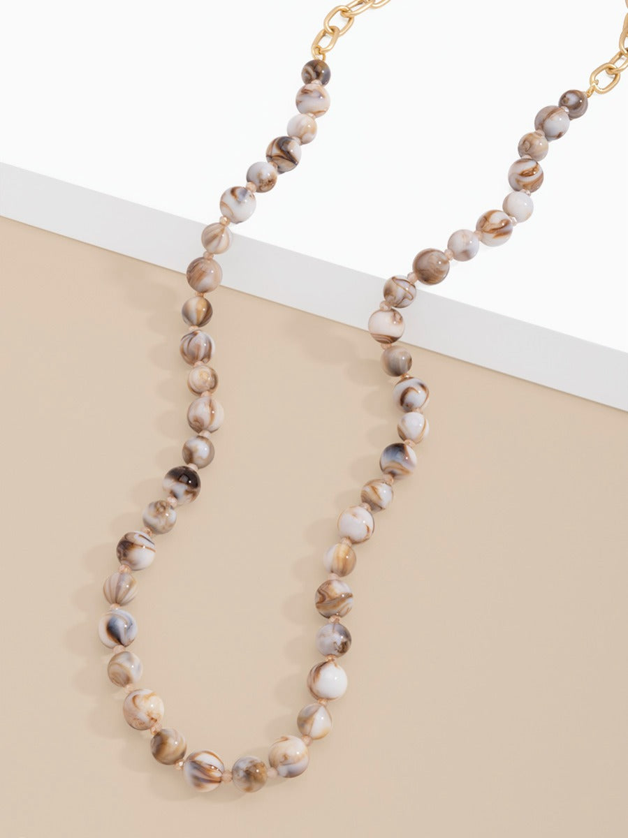 Marbled Resin Beaded Links Long Necklace | ZENZII Wholesale