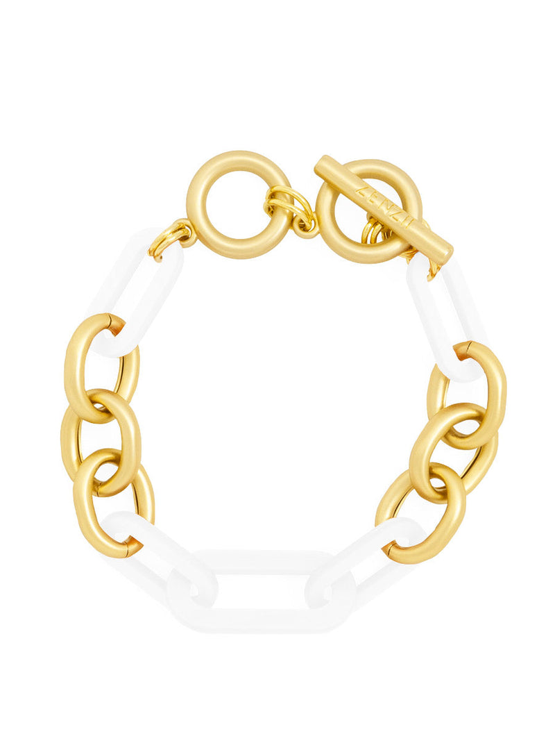 Metal and Resin Link Toggle Bracelet