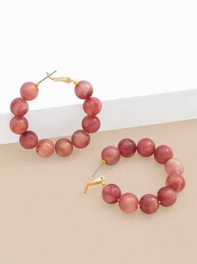 Iridescent Beaded Hoop Earring