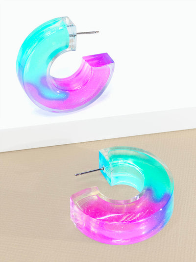 Chunky Glitter Lucite Open Hoop Earring