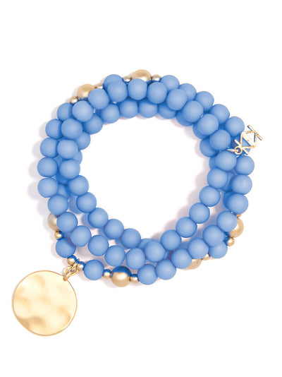 Matte Beaded Wrap Charm Bracelet