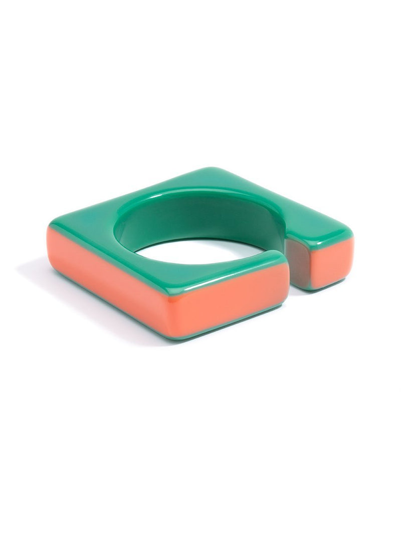 Strong Square Cuff - Turquoise and Coral