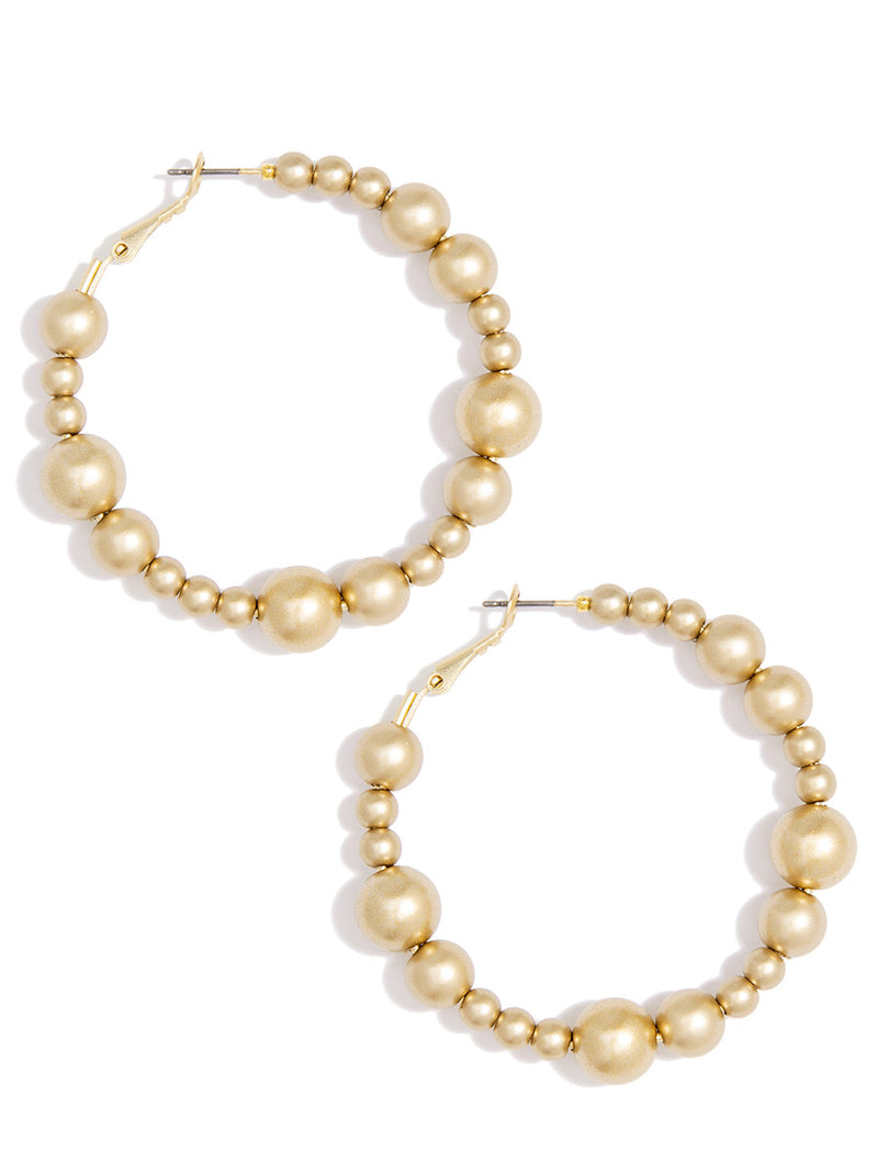 Beaded Metallic Statement Hoop Earring