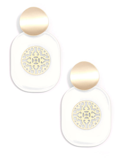 Resin Emblem Drop Earring