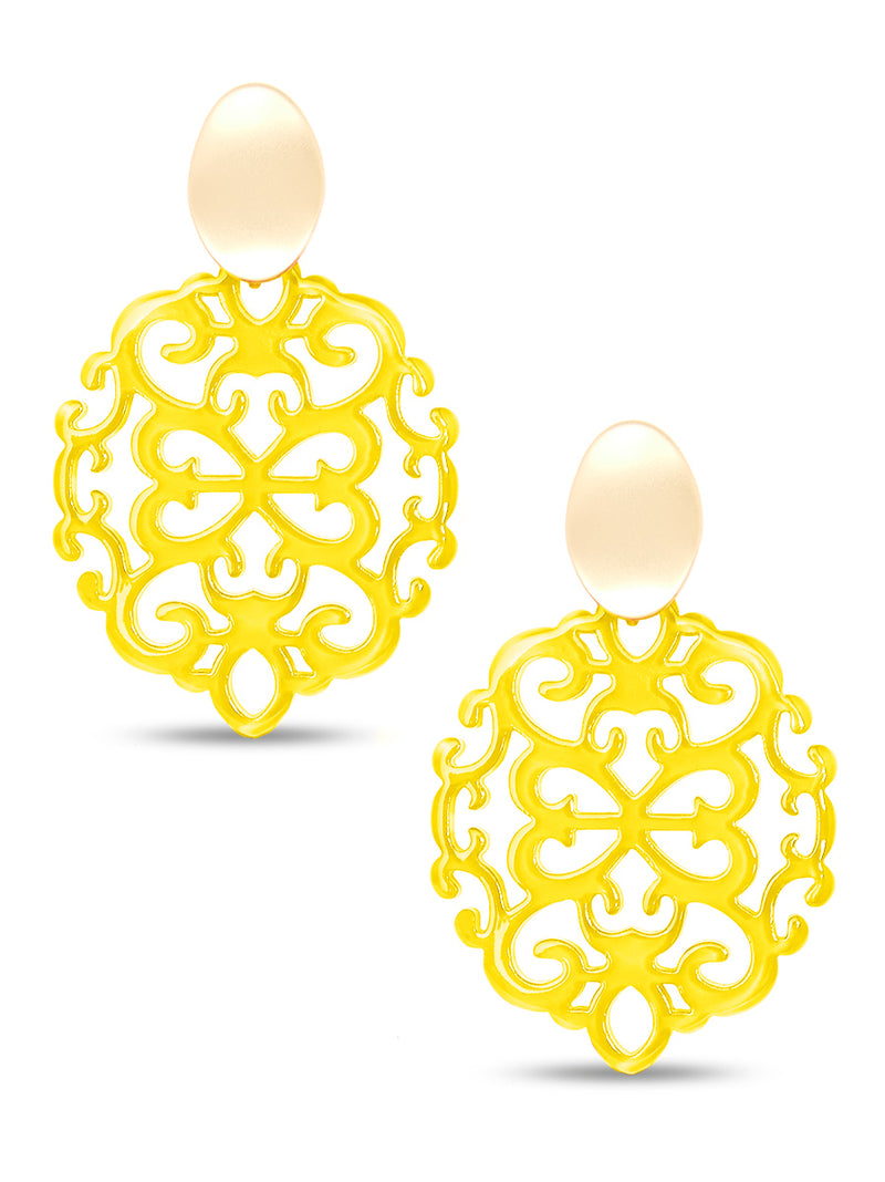 Modern Damask Pattern Resin Drop Earring