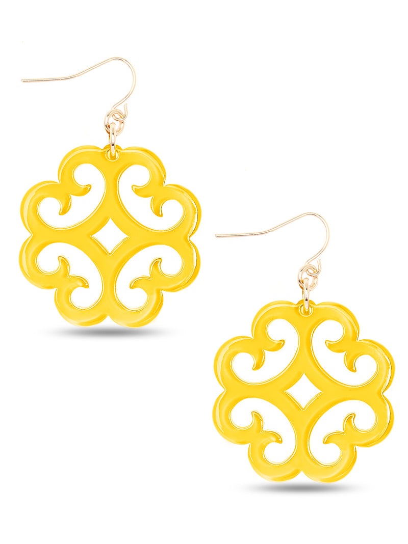 Circular Wave Pattern Resin Drop Earring