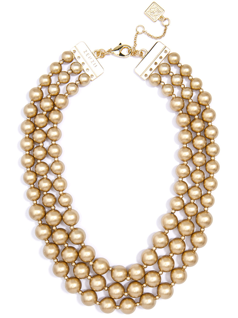3 Strand Beaded Bib Necklace