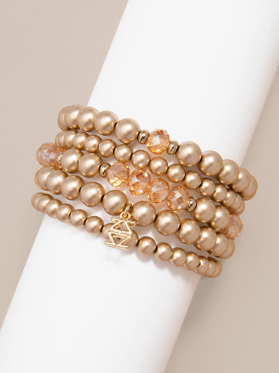 Metallic And Crystal Beaded Bracelet Set
