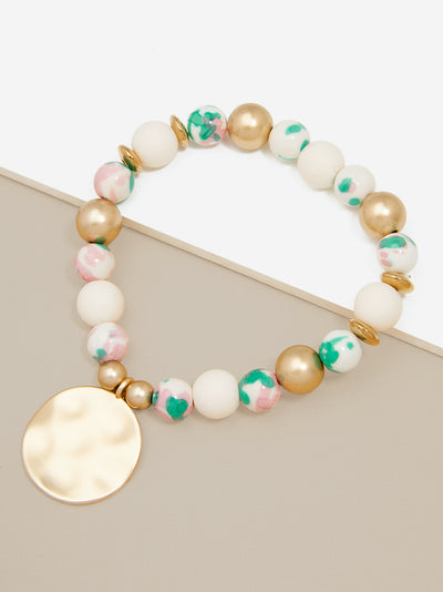 Porcelain & Resin Mixed Beaded Charm Bracelet