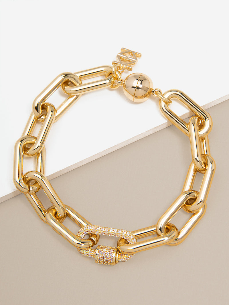 Crystal Charm Silver Link Bracelet