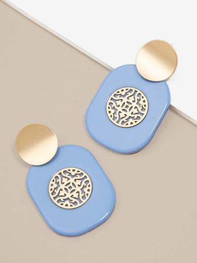 Resin Emblem Drop Earring